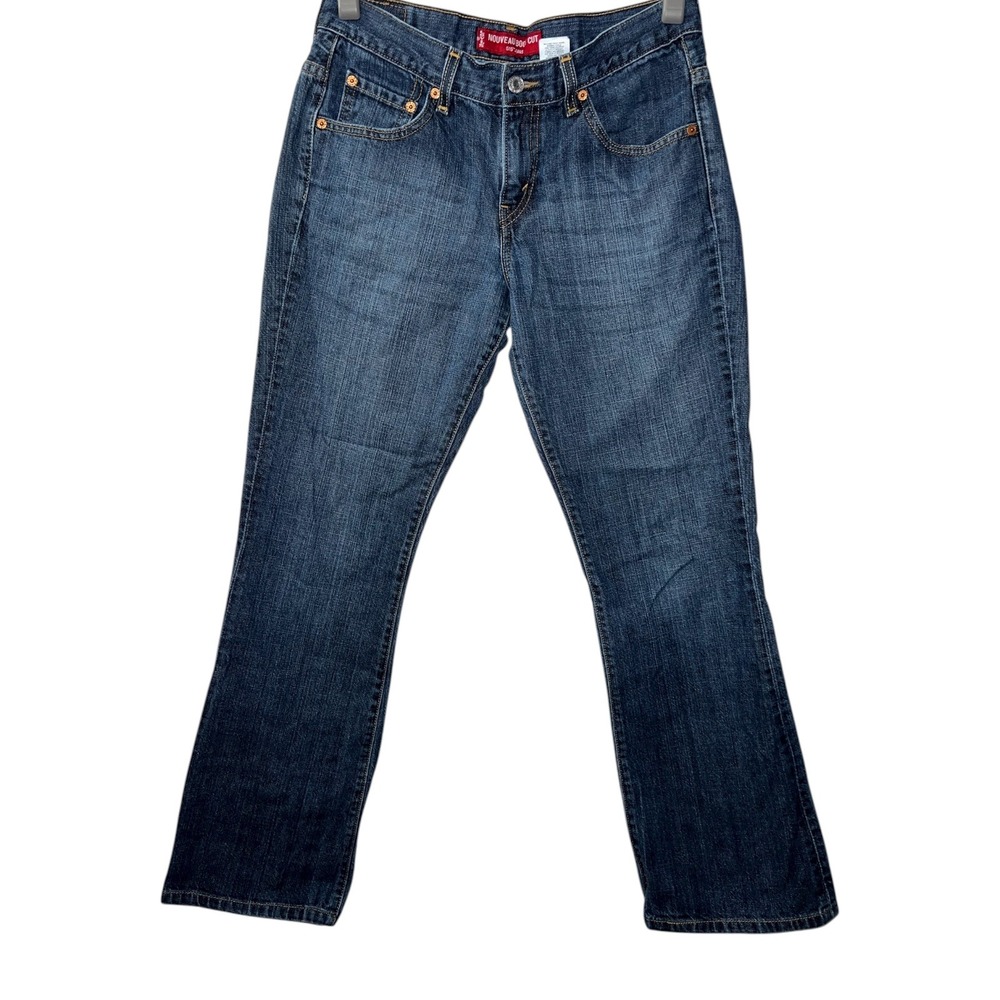 Levis 515 Nouveau Boot Cut Jeans Dark Wash Blue Denim Low Rise Size 8 30"